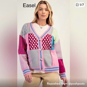 Easel Women's Colorful Patchwork Sweater
